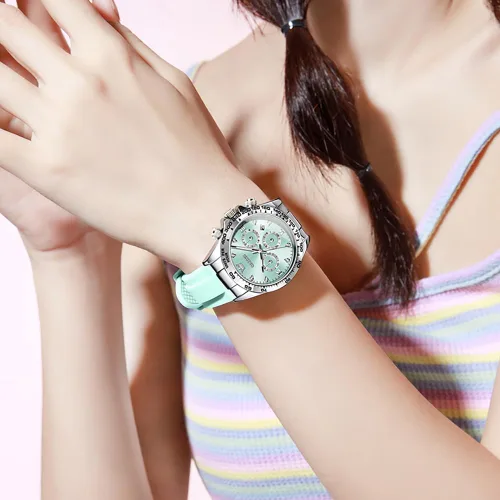 Miniatura 2 de OLEVS Relojes de diamante de lujo pequeños para mujer - Pulsera de acero inoxidable, impermeables, analógicos, luminosos, con fecha, relojes