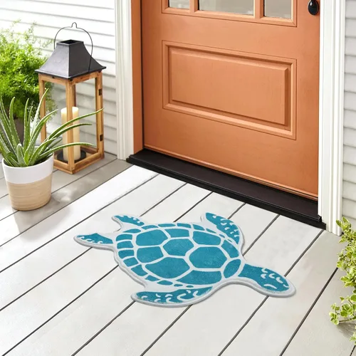 Miniatura 6 de Haull - Alfombra de baño de tortuga marina, tapete de baño de animales lindos, turquesa, antideslizante, lavable, cubierta de tortuga para niños