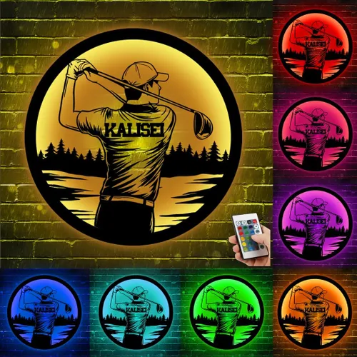 Miniatura 21 de Arte de Pared de Metal Personalizado de Béisbol con Bandera de EE.UU. con Luz LED, Letrero Personalizado con Nombre de Jugador de Sóftbol Americano