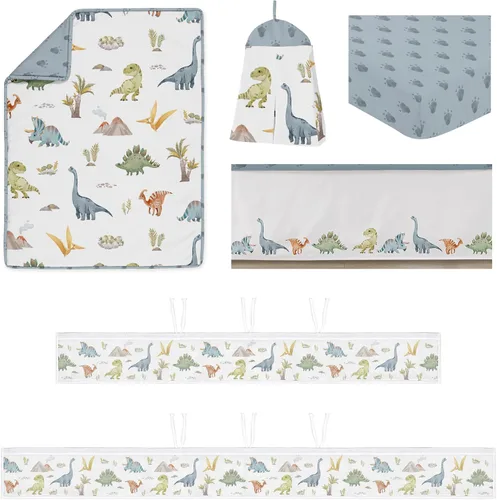 Miniatura 2 de Sweet Jojo Designs Acuarela dinosaurio dinosaurio niño bebé cuna juego de cama infantil habitación de bebé transpirable malla transpirable cuna
