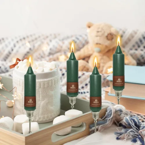 Miniatura 5 de Candelabros cortos de 5 pulgadas con velas cónicas verde oscuro, 4 piezas para cena, hogar, boda, fiesta, decoración