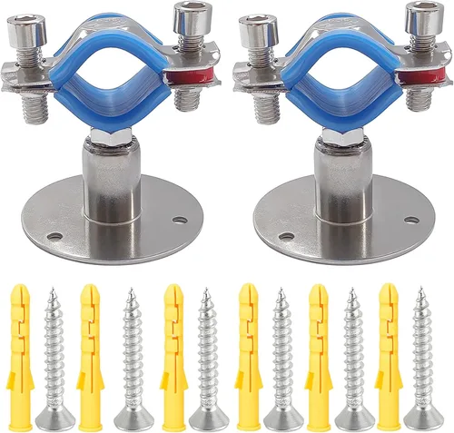 2 soportes de tubo de montaje en pared y techo, acero inoxidable 304, altura ajustable de 1.18 a 2.36 pulgadas, se adapta a tubos OD de 0.32 a 0.39