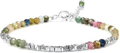 Miniatura 12 de Pulsera de cuentas de cristal natural de plata 925 hecha a mano. Joyería energética de piedras preciosas facetadas para mujeres, regalo