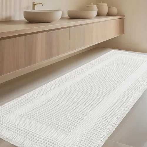 Miniatura 71 de Tapete de baño con diseño de gofre, moderno, bohemio, absorbente, antideslizante, ultrasuave, lavable a máquina, con letra de baño, dormitorio