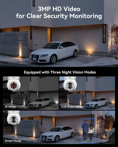 Miniatura 5 de Sistema de cámara de seguridad inalámbrica, 4 cámaras PTZ de 3MP para exteriores para vigilancia del hogar, monitor LCD NVR de 10 canales de 10
