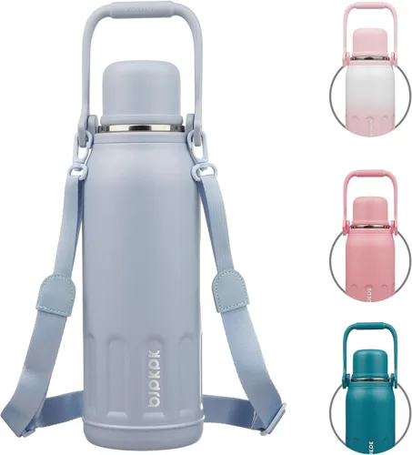 Miniatura 17 de BJPKPK - Botellas de agua termoaisladas de 27 onzas con tapa y asa de transporte, botellas de agua de acero inoxidable libres de BPA para la Verde