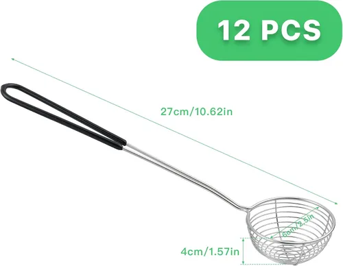 Miniatura 2 de 12 cucharas coladoras de olla caliente, colador de araña de acero inoxidable de 2.5 pulgadas, cucharón de olla caliente con mango aislado