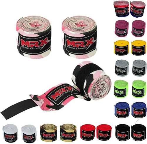 Miniatura 6 de MRX BOXING & FITNESS Boxing Hand Wraps Semi-Elalstic Multi Colors Great for MMA Boxing Muay Thai Kick Boxing Training 118, 160, 180 Length