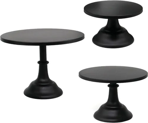 Juego de 3 soportes para tartas, platos de exhibición de postres negros para baby shower, boda, fiesta de cumpleaños, celebración, decoración del