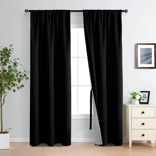 Miniatura 25 de XWZO Cortinas Opacas 100% Blancas - Cortinas de Bloqueo Total de Calor y Luz con Forro Negro para Dormitorio/Cuarto de Lavado, Paneles de Ventana