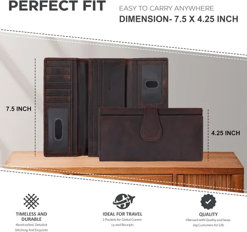 Miniatura 4 de Carteras de piel con bloqueo RFID, para cheques, con 11 ranuras para tarjetas, para mujer, cartera Rfid