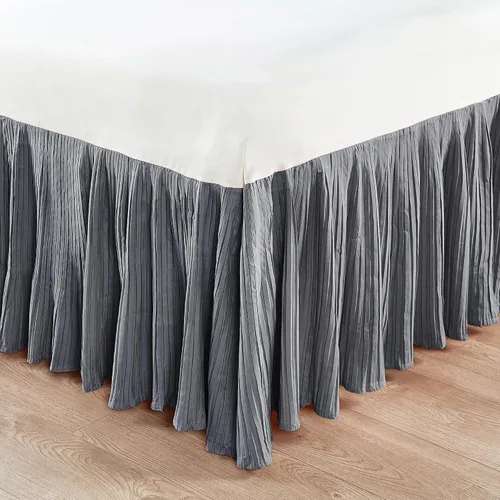 Miniatura 18 de Home Soft Things Falda de cama plisada de microfibra, diseño elegante envolvente de microfibra sólida con caída de 18 pulgadas, ropa de cama