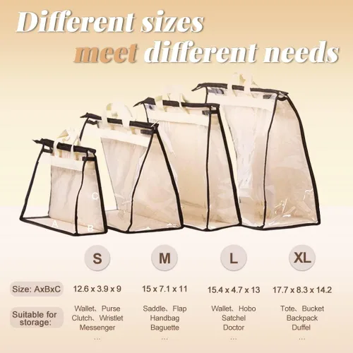 Miniatura 2 de fazhongfa Organizador de almacenamiento de 5 piezas para colgar bolsos, no tejido, transparente, a prueba de polvo, para el hogar, cartera, bolsa