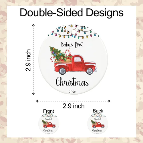 Miniatura 2 de Adorno de Navidad para bebé 2026, adorno de mi primera Navidad 2026, adornos de primera Navidad para bebés, 2.9 pulgadas de cerámica para colgar