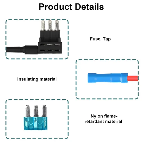 Miniatura 3 de Paquete de 5 adaptadores Micro 3 fusibles para añadir un circuito con 12 fusibles surtidos (5A 10A 15A 20A 25A 30A), kit de portafusibles de hoja