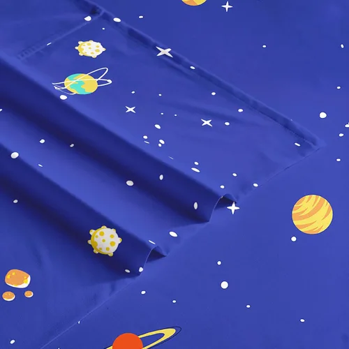Miniatura 6 de Wake In Cloud - Sábanas espaciales para niños, 100% algodón, juego de sábanas de 4 piezas para niños, Galaxy Celestial, estrellas, cohetes