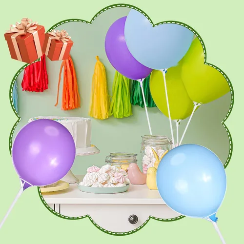 Miniatura 6 de 600 palitos de plástico para globos con vasos, soporte de globos reutilizable para soporte de globos, cumpleaños, Navidad, fiesta, boda, Negro
