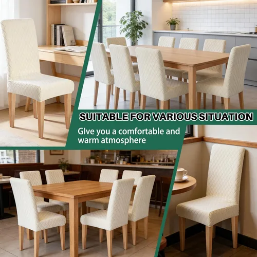 Miniatura 7 de Dioxide Juego de 4 fundas impermeables para sillas de comedor, fundas elásticas para sillas de comedor, fundas para sillas Parson, extraíbles