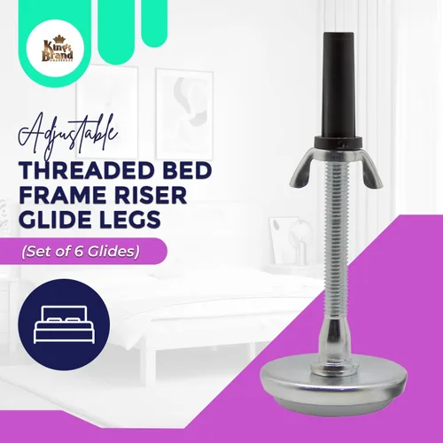 Miniatura 2 de Kings Brand Furniture Patas deslizantes ajustables para marco de cama roscado – Patas de cama para reemplazar ruedas – Reemplazo de patas de cama