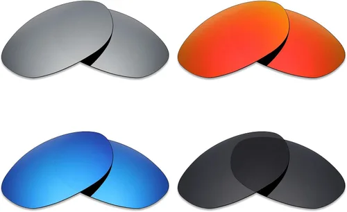 MRY 4pares polarizadas Lentes de repuesto para Wiley X AirRage sunglasses-stealth NegroFire RojoIce Blueplateado titanio