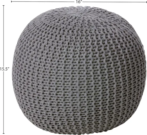 Miniatura 3 de Urban Shop Puf redondo tejido, Microfibra, Gris