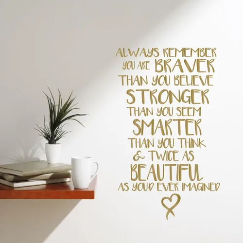 Miniatura 6 de Adhesivo de pared inspirador con cita de vinilo Always Remember You are Braver, Stronger, Smarter Adhesivo decorativo para dormitorio de mujeres