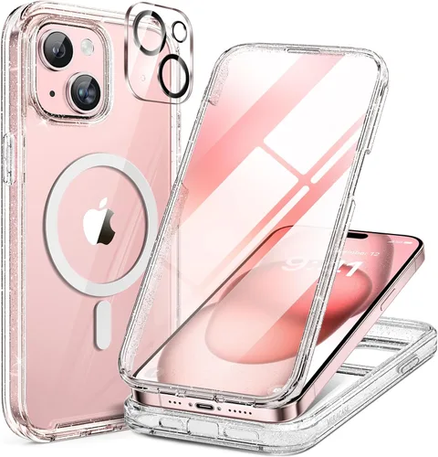 Miniatura 245 de Miracase Funda para iPhone 13 de 6.1 pulgadas, [sin burbujas] funda de teléfono de cuerpo completo con pantalla de vidrio completa integrada, sin