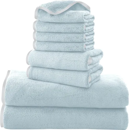 Miniatura 27 de Cosy Family Juego de toallas de microfibra de 8 piezas, 2 toallas de baño, 2 toallas de mano y 4 paños de lavado, toallas ultra suaves y altamente