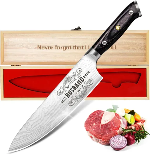 Funistree Regalos para el día del padre para hombres, él, esposo de esposa, cuchillo de chef profesional alemán 1.4116 de 8 pulgadas, cuchillo