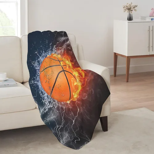 Miniatura 5 de Manta de baloncesto para niños y niños, manta de franela antibolitas, manta de franela deportiva suave y cálida, ropa de cama acogedora para todas