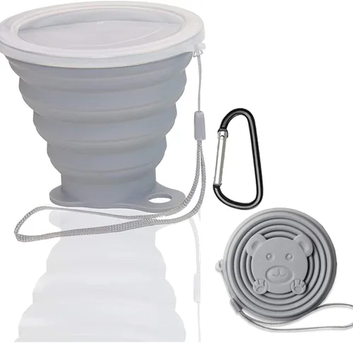 Taza plegable de silicona plegable para beber, taza portátil reutilizable para viajes, camping, senderismo, supervivencia, automóvil, picnic, playa,