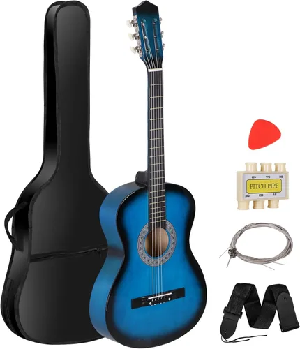 Juego de guitarra acústica de 38 pulgadas para niños, principiantes y amantes de la música, guitarra folclórica de 6 cuerdas con bolsa de