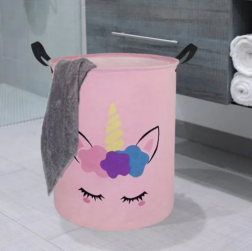 Miniatura 6 de Cesta de almacenamiento para ropa sucia para niños, cesta organizadora de lavandería, caja de ropa, cesta de regalo con asas (unicornio)