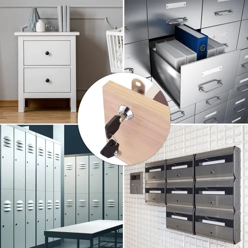 Miniatura 2 de Cerradura tubular de leva para gabinete con llaves, cilindro de 7/8 pulgadas con llave igual, caja de herramientas de repuesto para cajón seguro