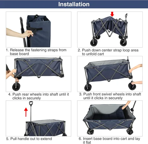 Miniatura 5 de REDCAMP Carrito de playa plegable extra grande de 250 L para arena, carro utilitario resistente con ruedas grandes todo terreno y soporte