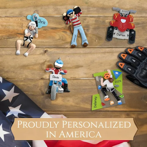 Miniatura 6 de Adorno personalizado de moto de cross 2026 Adornos de Navidad deportivos grabados con láser para árbol Regalo de recuerdo personalizado