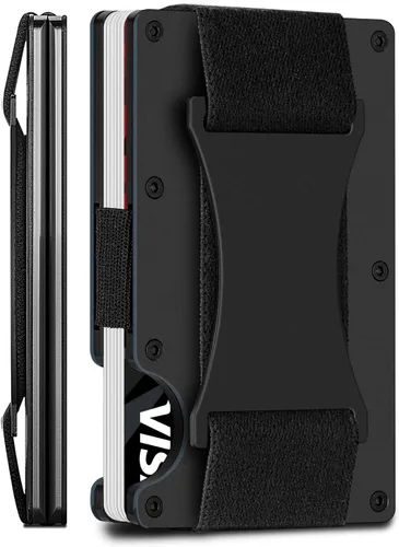 Billetera minimalista para hombres con clip para dinero cartera delgada de metal de aluminio con bloqueo RFID soporte para tarjetas de crédito para