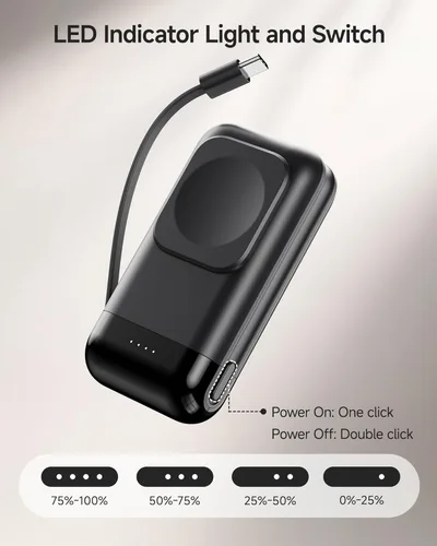 Miniatura 5 de Cargador de reloj portátil, 6000mAh 2 en 1, cargador portátil para Galaxy Watch 8/8 Classic/7/Ultra/6/6 Classic/5 Pro/5/4/3/Active 2, para Samsung