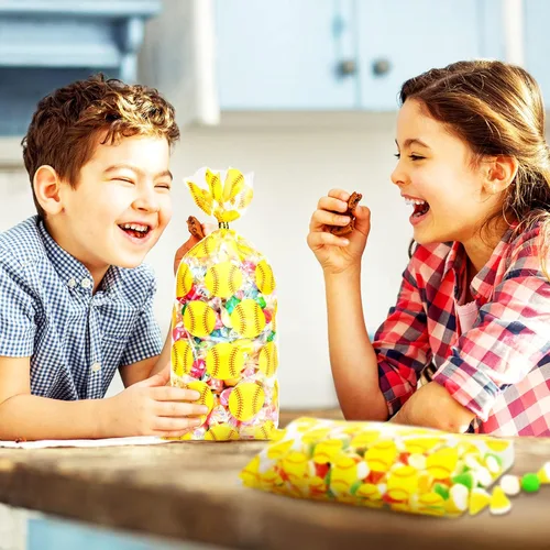 Miniatura 6 de Outus 100 bolsas de celofán de sóftbol, bolsas de regalo de sóftbol, bolsa de dulces con corbata para decoración de fiestas temáticas de deportes