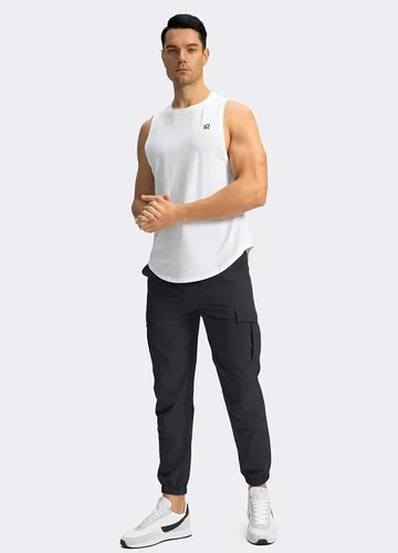 Miniatura 5 de Pinkbomb Pantalones cargo de senderismo para hombre con 7 bolsillos, elásticos, pantalones de trabajo para hombre