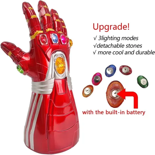 Miniatura 2 de Red Infinity Gauntlet with Removable Gems Infinity Gloves LED Gem Three Lighting Modes Halloween Cosplay Prop