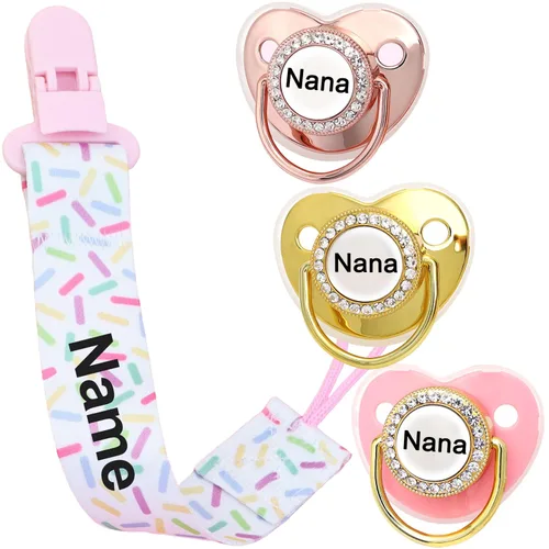 Miniatura 11 de 4 unidades, chupete personalizado con nombre, clip para chupete personalizado, regalo de bebé para niños y niñas recién nacidos, accesorio de bebé