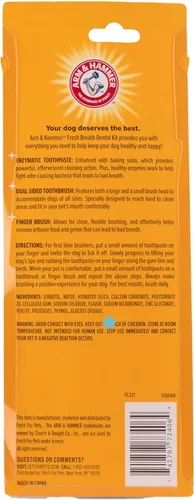 Miniatura 6 de Arm & Hammer Kit de cuidado dental enzimático para perros, pasta de dientes con sabor a pollo con bicarbonato de sodio para placa, sarro y mal