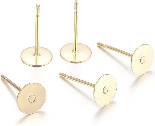 Miniatura 26 de Craftdady 400 aretes de acero inoxidable de 0.15 a 0.55 pulgadas, 8 tamaños, almohadillas planas, redondas, en blanco, para hacer joyas Almohadilla