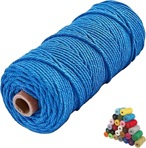 Miniatura 58 de Cordón de algodón para macramé, hilo torcido de 4 capas, cuerda de algodón natural, suministros perfectos de macramé, para hacer soportes colgantes