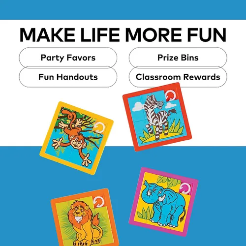 Miniatura 3 de Fun Express Rompecabezas de plástico de 2 1/2 pulgadas con diseño de animales de zoológico, 12 unidades, ideal para la escuela, cumpleaños, cofres