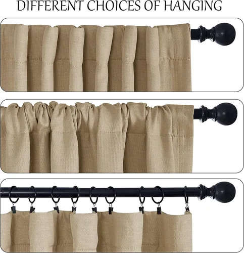Miniatura 5 de StangH - Cortinas de lino primitivo 100% opacas, paneles pesados para dormitorio, dobles capas con lengüeta trasera, tratamientos para ventanas
