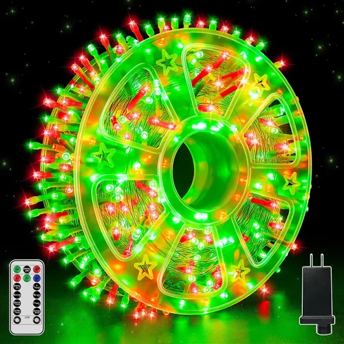 Miniatura 12 de Guhope - Luces de Navidad 600LED 98 pies, luces de cadena impermeables para exteriores con control remoto y temporizador, 8 modos de luces de hadas
