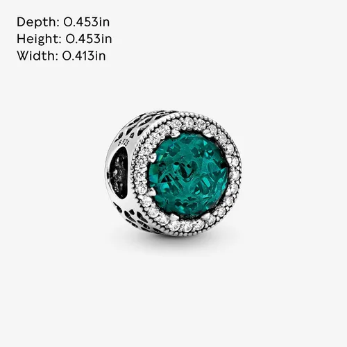 Miniatura 5 de PANDORA Joyería de cristal verde mar brillante y dije de circonita cúbica en plata de ley Metal Cristal Circonita cúbica
