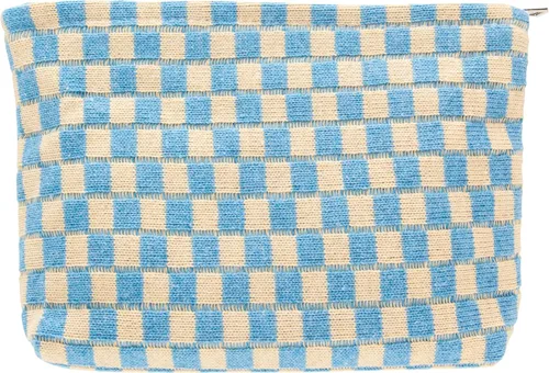 Miniatura 16 de PAZIMIIK Bolsa de Maquillaje a Cuadros para Bolso Portátil con Cremallera, Estuche Pequeño de Cosméticos para Accesorios de Viaje, Azul Ártico